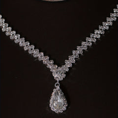 3pcs Crystal Bridal Crown Necklace Earrings Set