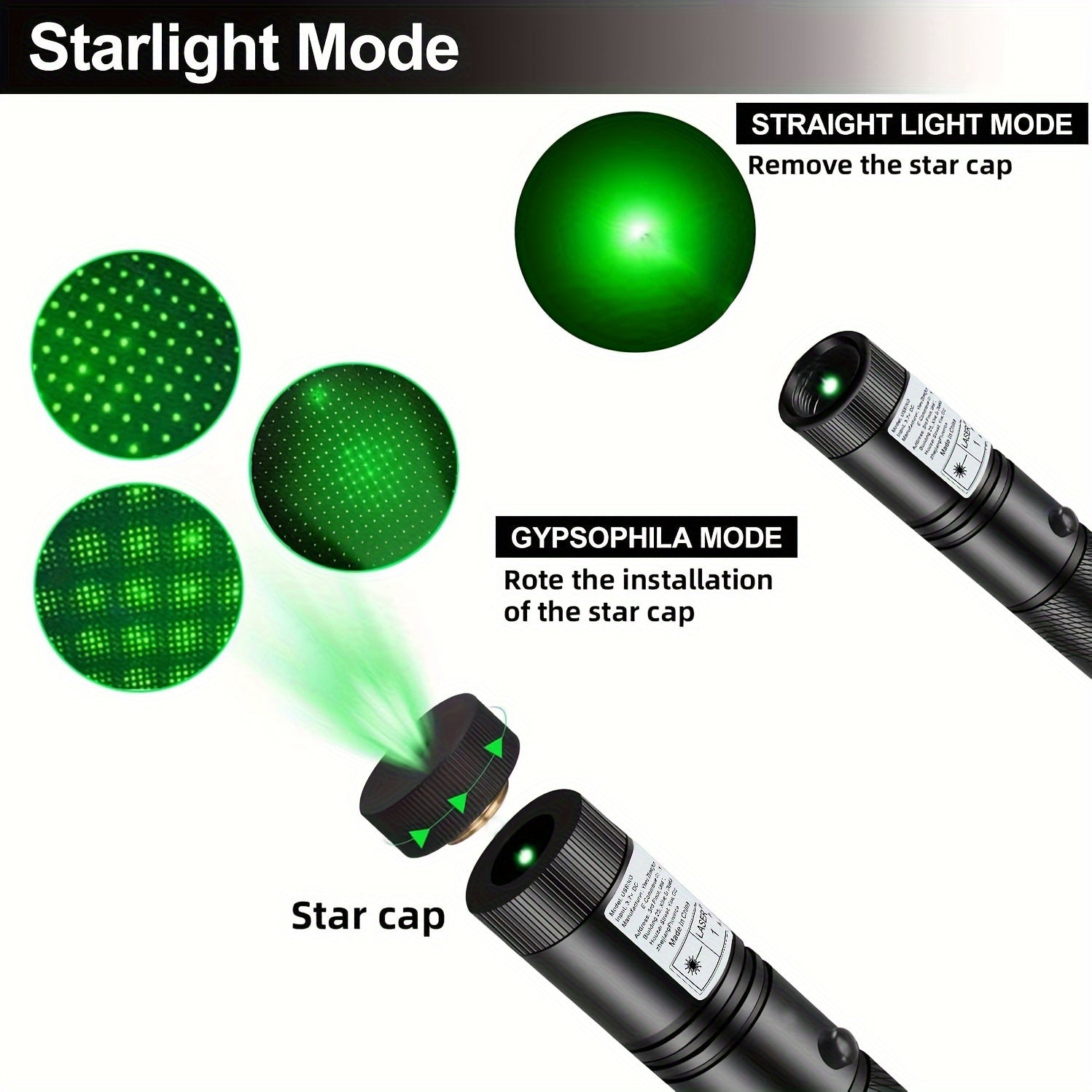 High Power Green Laser Pointer USB Charging Perfect for Night Walking