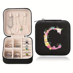 Mini Letter Print Zipper Jewelry Storage Box for Rings Necklaces