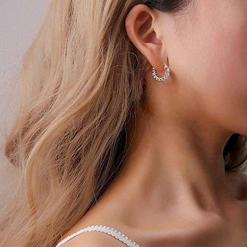 Zircon Hoop Earrings Sparkle in Any Light