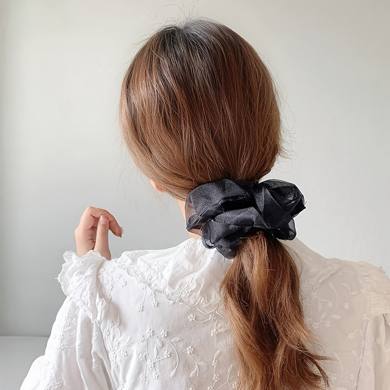 Organza Solid Oversize Scrunchie Ponytail Elastic Hair Tie Scrunchy