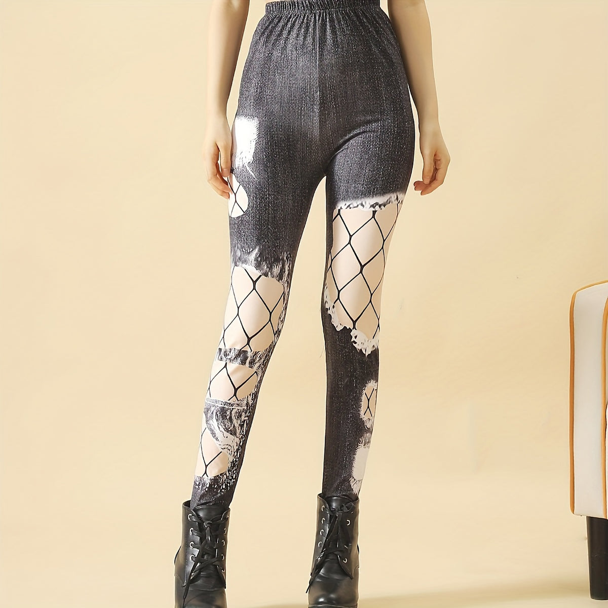 Fishnet Pattern High Waist Slim Pantyhose