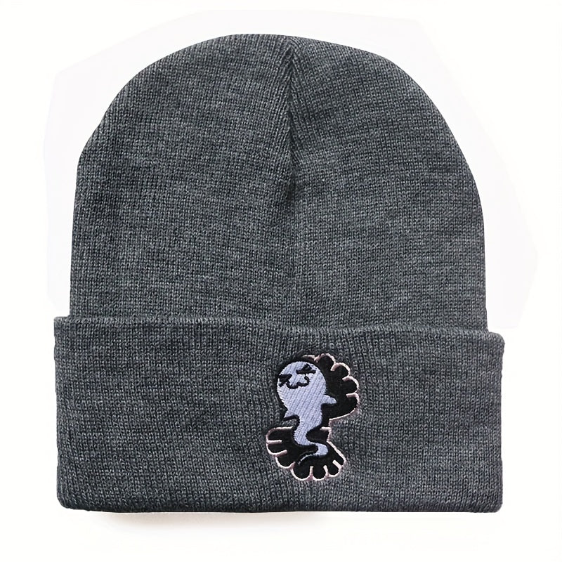 Y2K Cartoon Beanie Ghost Mermaid Embroidered Knitted Hat Unisex