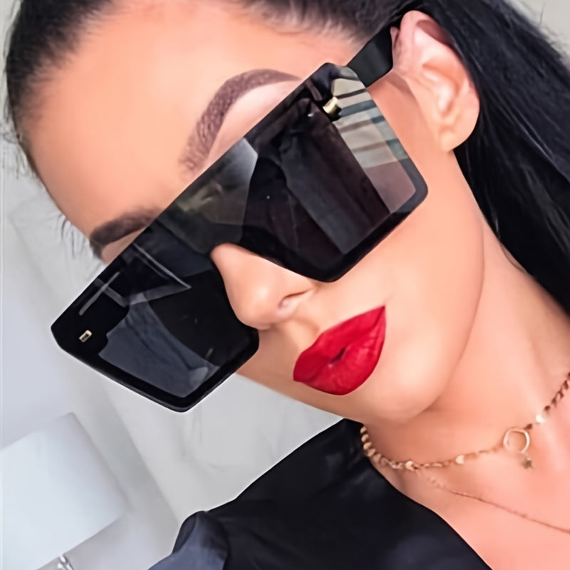 Rimless Square Sunglasses Women's Large Frame Sunshade Eyewear