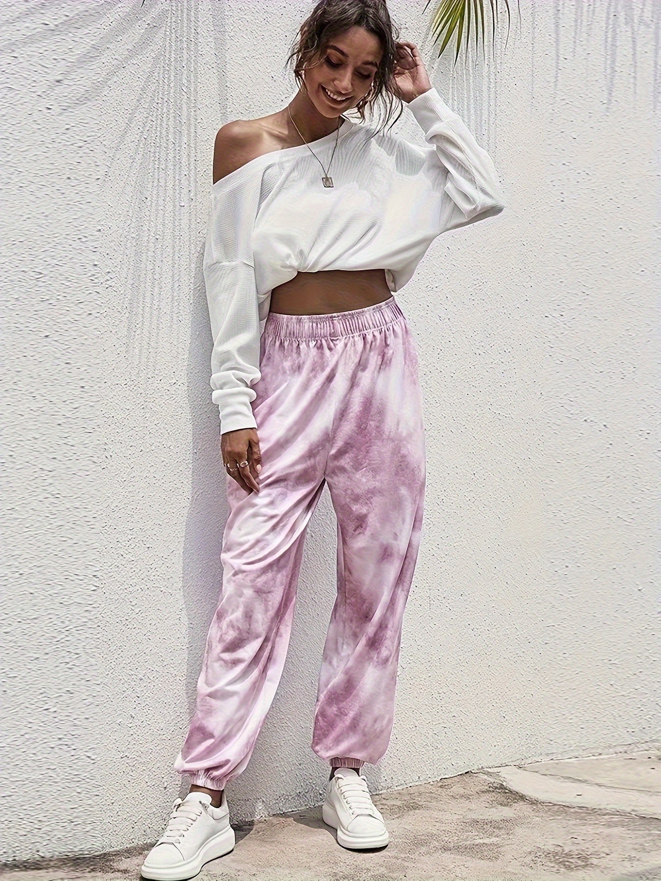Women's Plus Tie Dye High Rise Jogger Trousers