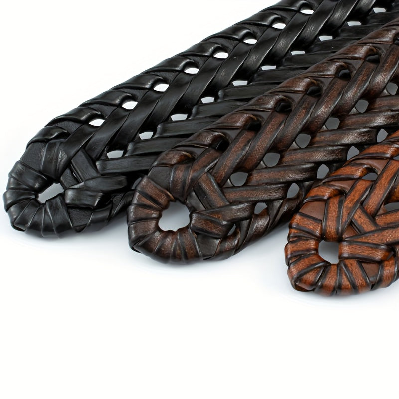 Woven Cowhide Belt Leather Belt Men's And Women's Jeans Sense Belt