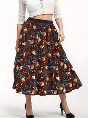  Casual Skirt Women's Plus Floral Print Maxi Skirt
