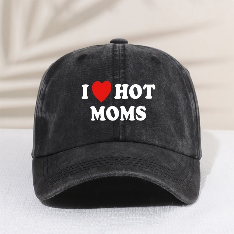 Girl's Mesh Printed I Love My Hot Moms Distressed Baseball Cap For Kids