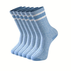 3 Pairs Striped Crew Socks Comfy & Breathable College Style Socks Women's Stocki