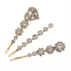 Sparkly Flower Hair Pin Rhinestone Heart Hair Clip