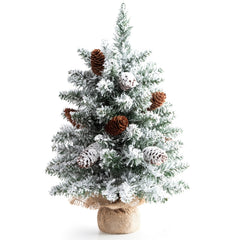Small Christmas Tree With Lights 8 Light Modes Flocked Artificial Tree