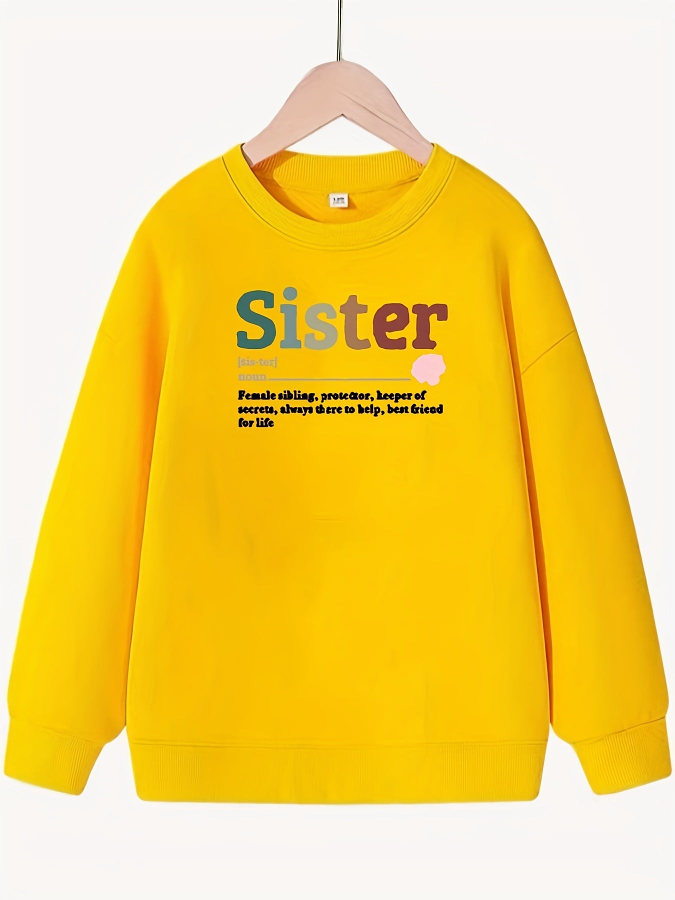 Girls Sister Letter Print Sweatshirt Top Pullovers