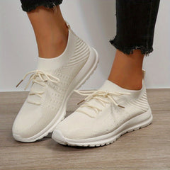 Women's Breathable Knit Sneakers Casual Lace Up Shoes