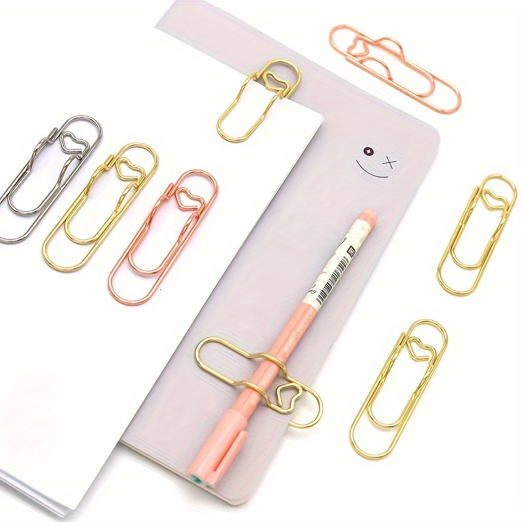 Metal Love Pen Holder Portable Fixed Pen Buckle Heart Shaped Bookmark