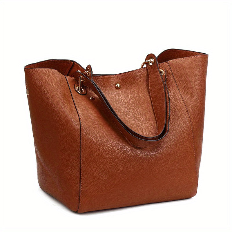 Minimalist Large Capacity Tote Bag Solid Shoulder Bag Women's Casual Handbag