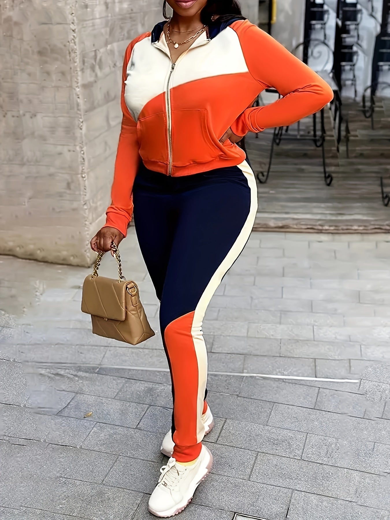  Colorblock Hoodie & Joggers Set