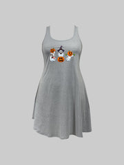  Halloween Nightdress Women's Ghost Print Tank Sleep Dress