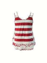  Independence Casual Tank Top with Flag Print