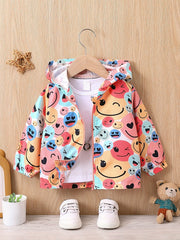 Toddler Girls Cartoon Hooded Windbreaker Jacket