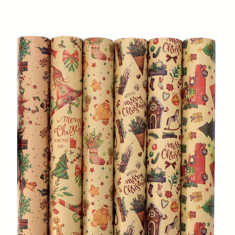 6pcs Cartoon Birthday Gift Wrapping Paper Roll