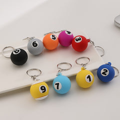 9pcs PVC Billiard Keychain Cartoon Colorful Bag Key Chain Keyring Or...