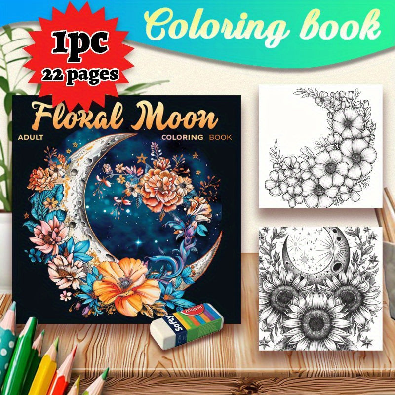 Moon & Flower Coloring Book for Adults Deluxe Upgrade Edition
