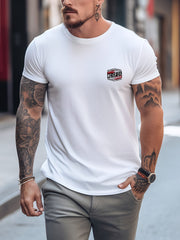Men's Printed Sports Tee Shirt Stretch Round Neck Summer T shirt