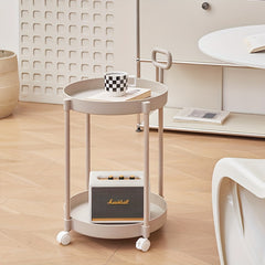 Cream Style Coffee Table Movable Cart Small Bedside Shelf