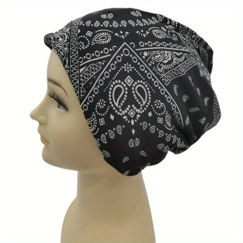 Paisley Print Lightweight Beanie Elastic Skull Hat Women Turban Cap
