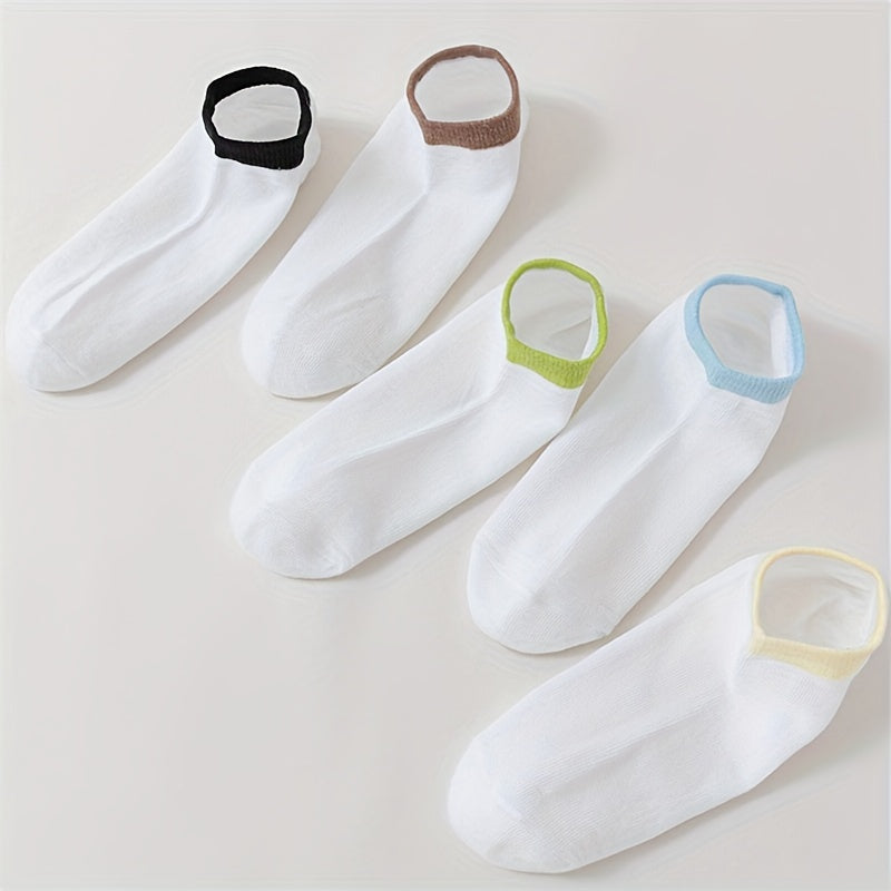 Colorblock Trim Socks Soft & Lightweight Ankle Socks Women's Stockings