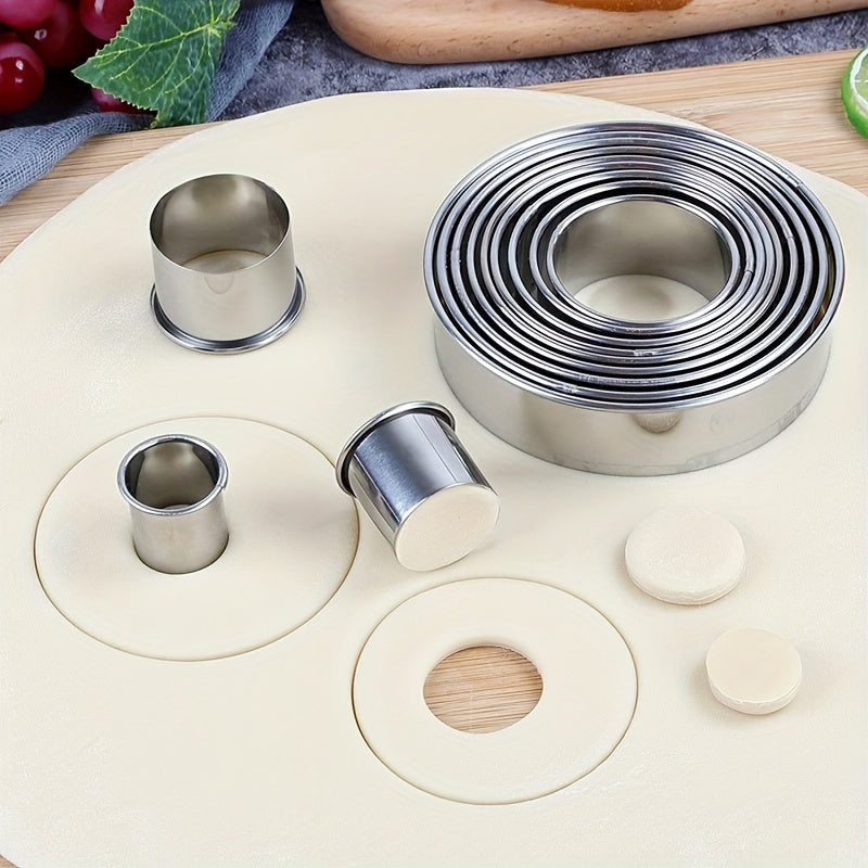 12pcs Stainless Steel Cake Mold Rings Set - Baking Tools Kitchen Gadgets