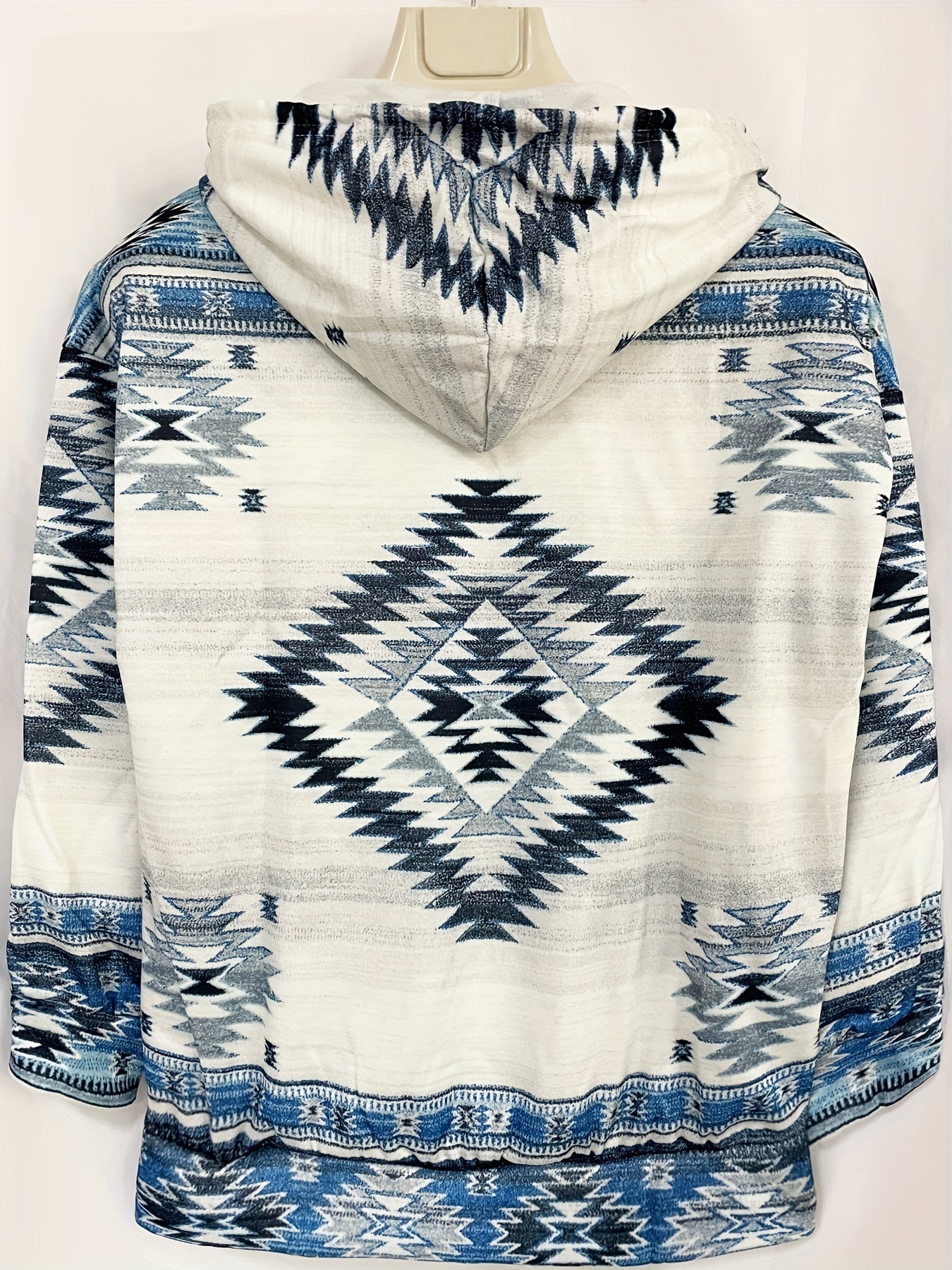 Geo Print Kangaroo Pocket Hoodie Casual Long Sleeve Drawstring Hoodies