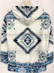 Geo Print Kangaroo Pocket Hoodie Casual Long Sleeve Drawstring Hoodies