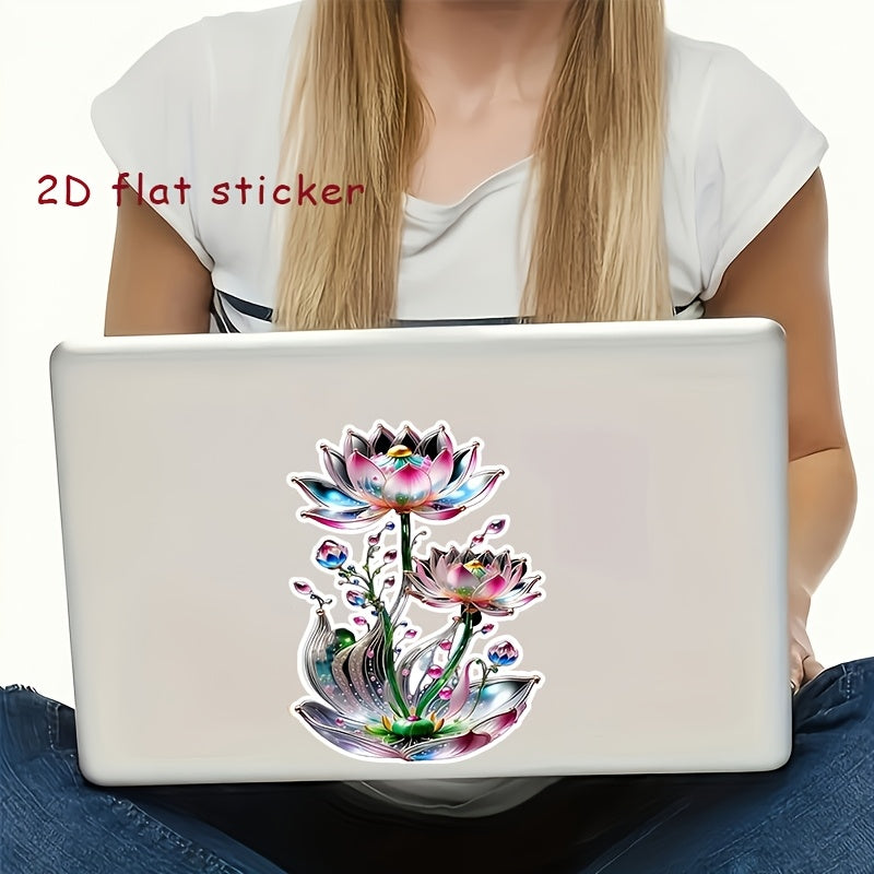 Vibrant Lotus Vinyl 2D Flat Sticker Waterproof Scratch Resistant