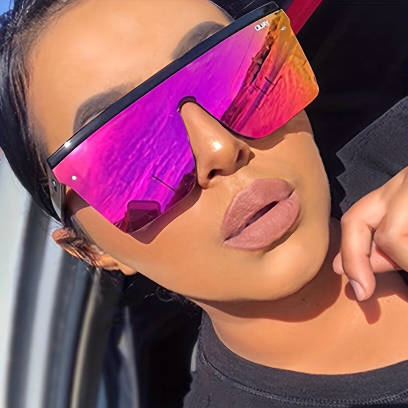 Oversized Flat Top Polarized Sunglasses Square Frame UV400