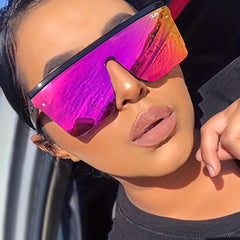 Oversized Flat Top Polarized Sunglasses Square Frame UV400