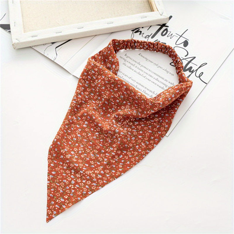 Women's Triangle Towel Elastic Hairband Floral Head Scarf Hair Band Boho Style