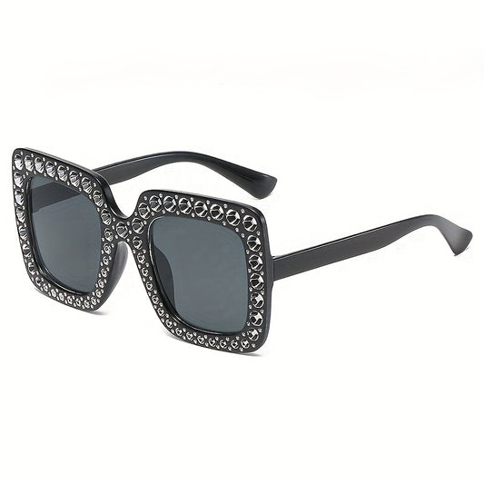 Vintage Oversized Rhinestone Square Sunglasses Women Sun Protection