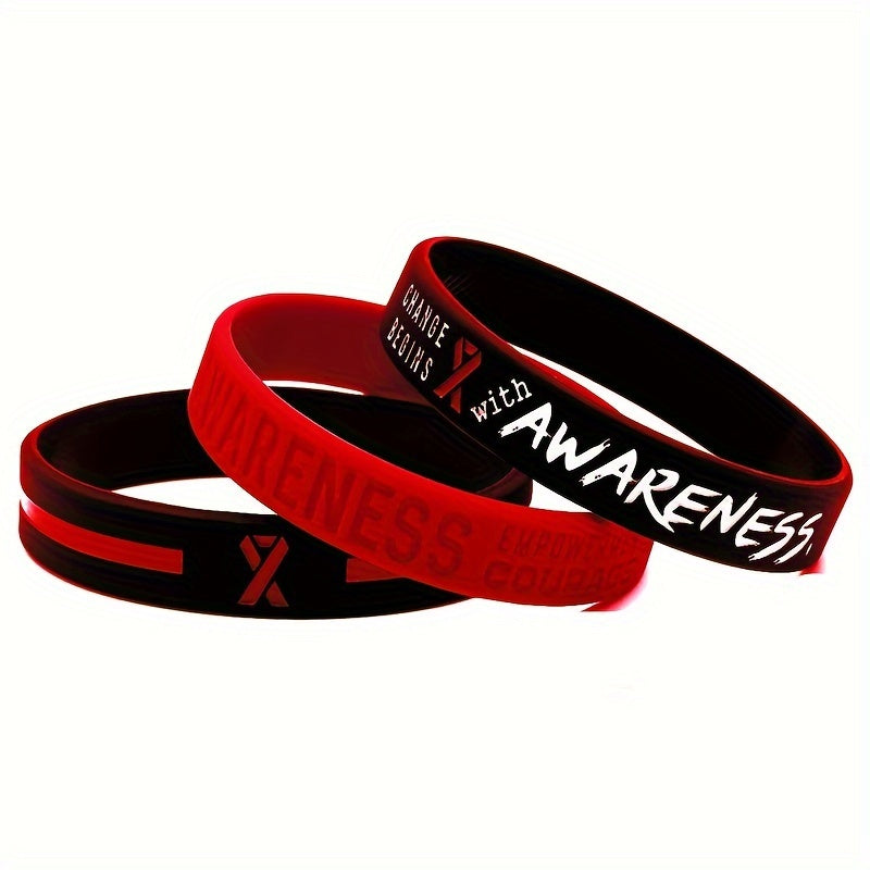Firefighter Fireman Red Awareness Ribbon Silicone Bracelet