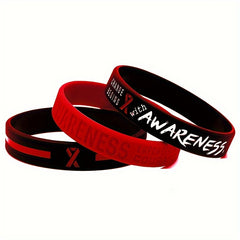 Firefighter Fireman Red Awareness Ribbon Silicone Bracelet