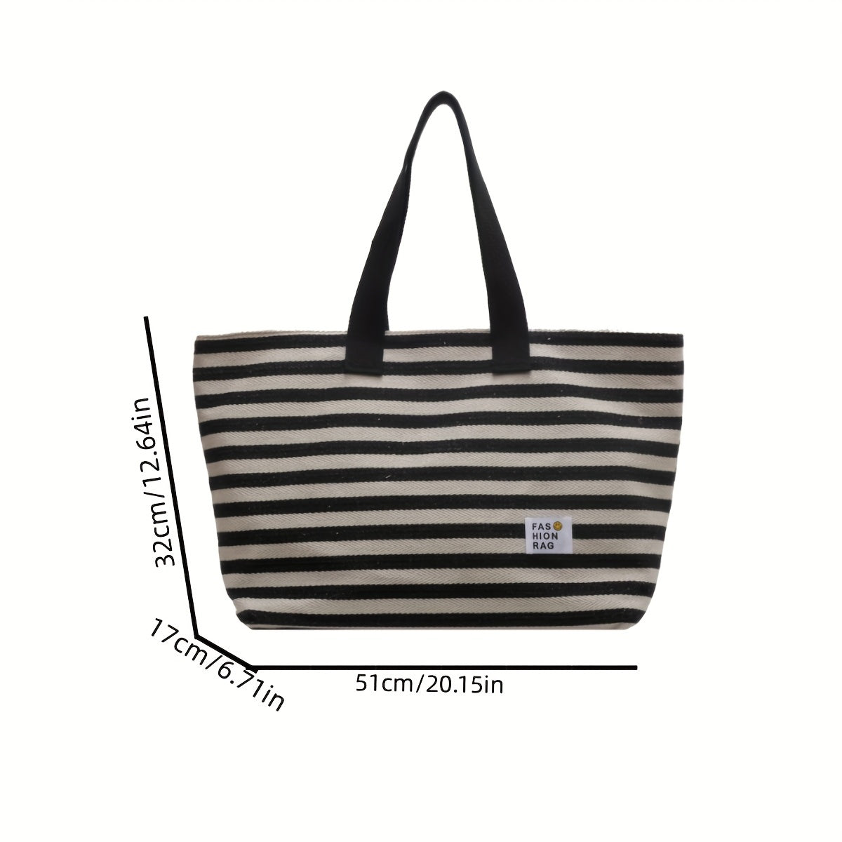 Striped Canvas Tote Bag Shoulder Handbag Travel Commuter