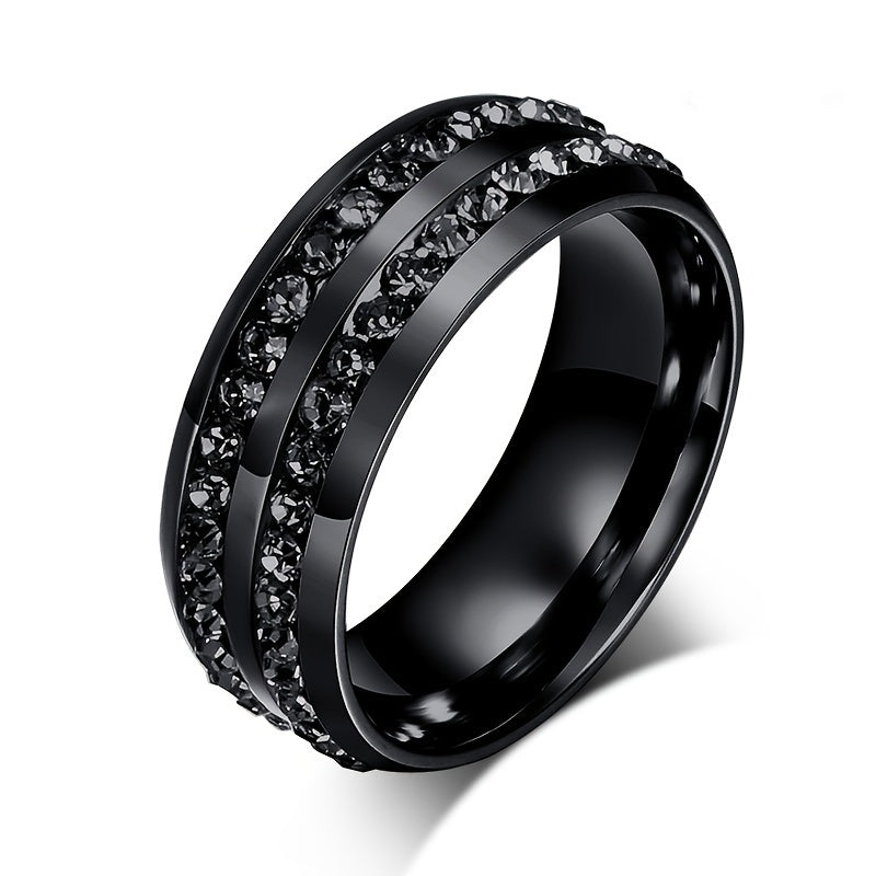 Golden Filled Double Row Diamond Couple Ring