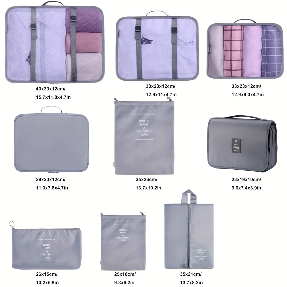 Travel Packing Cubes 9pcs Multifunction Luggage Bags Clothes & Shoes Storage