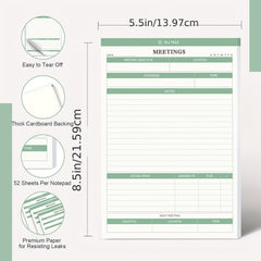 Meeting Notes Planner for Work - Action Items Organizer - 5.5x8.5inch
