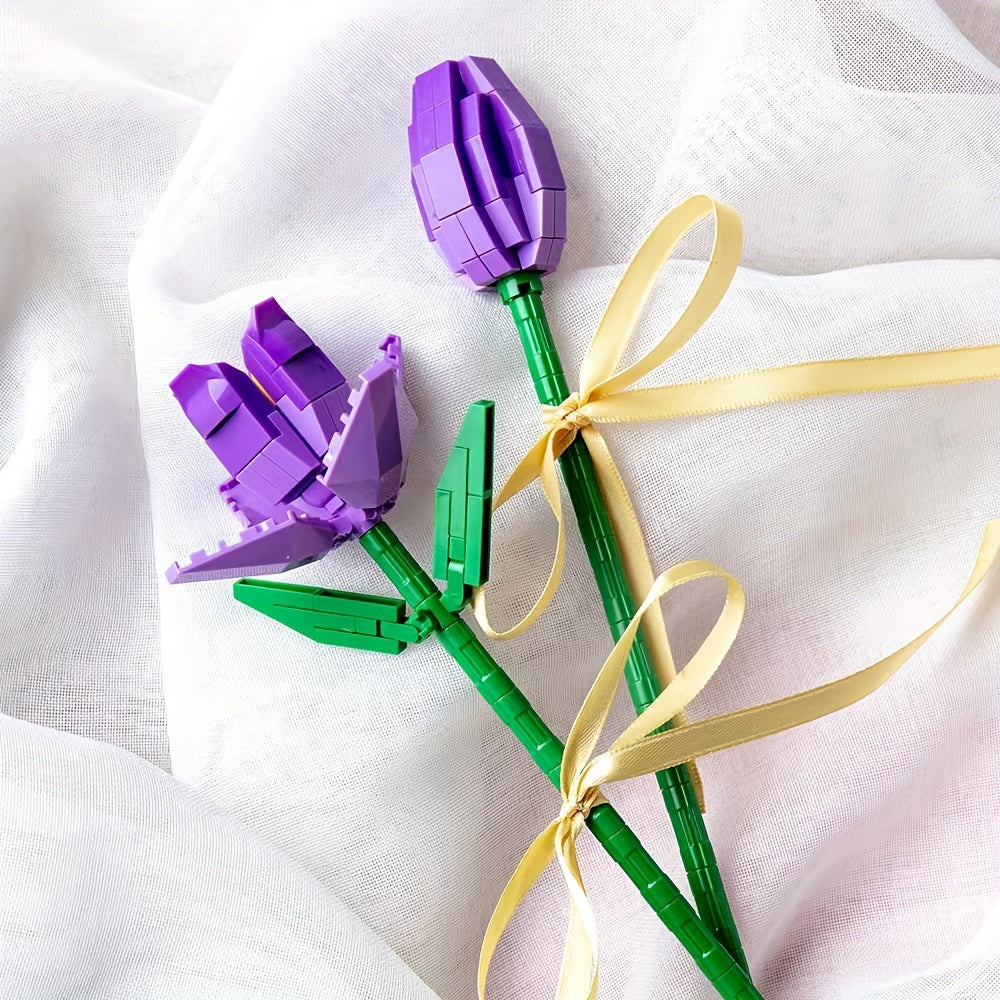 2pcs Flowers Building Blocks Bouquet Home Decor Christmas Halloween