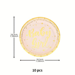 Rose Gold Cake Paper Plate Disposable Plate 10pcs