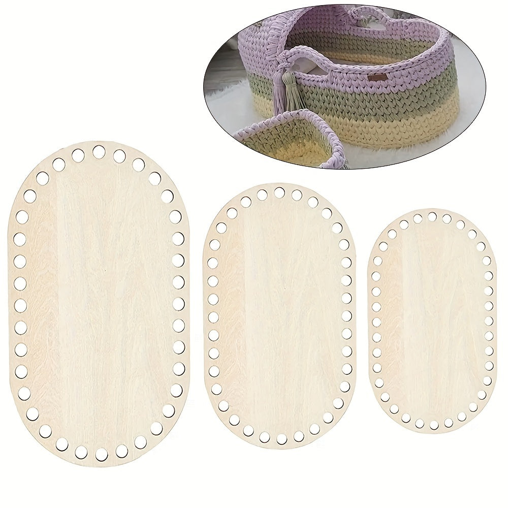 6pcs DIY Oval Blank Crochet Basket Wood Base 2mm Thickness Craft Making