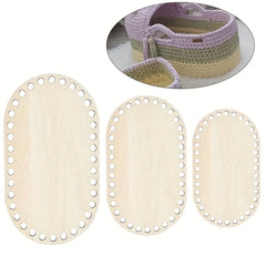 6pcs DIY Oval Blank Crochet Basket Wood Base 2mm Thickness Craft Making