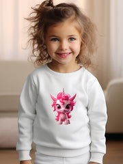 Girls Unicorn Pattern Crew Neck Sweatshirt For Spring Fall Christmas Gift