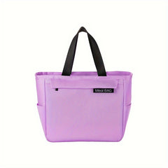 Insulated Lunch Bag Square Shape Polyester Thick Aluminum Foil Lined